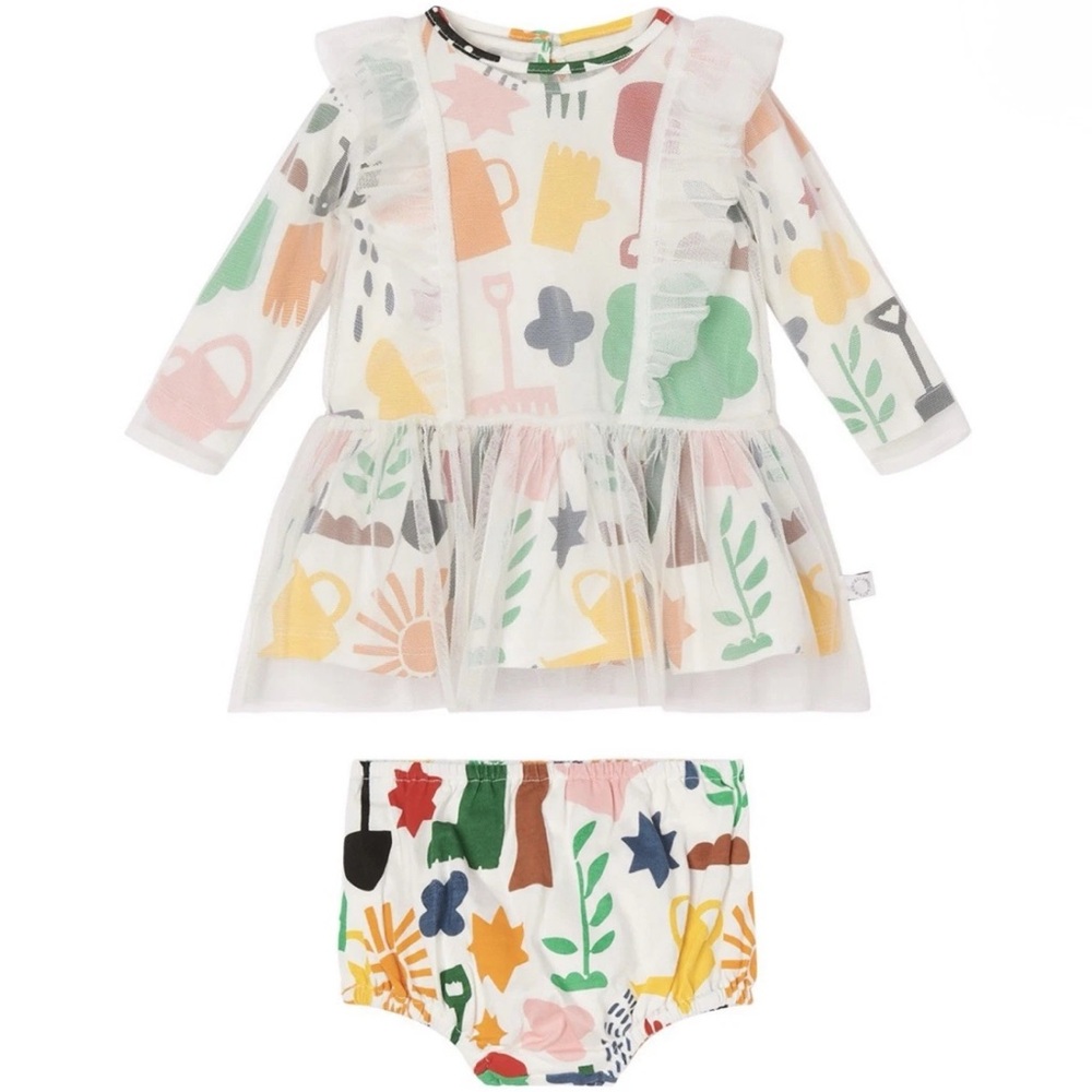 Stella McCartney Kids Baby Girl Garden Tulle Dress + Matching Bloomers Size 12M